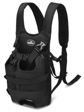 WAKYTU Black Adjustable Front Backpack Dog Carrier - Size Small 16x10
